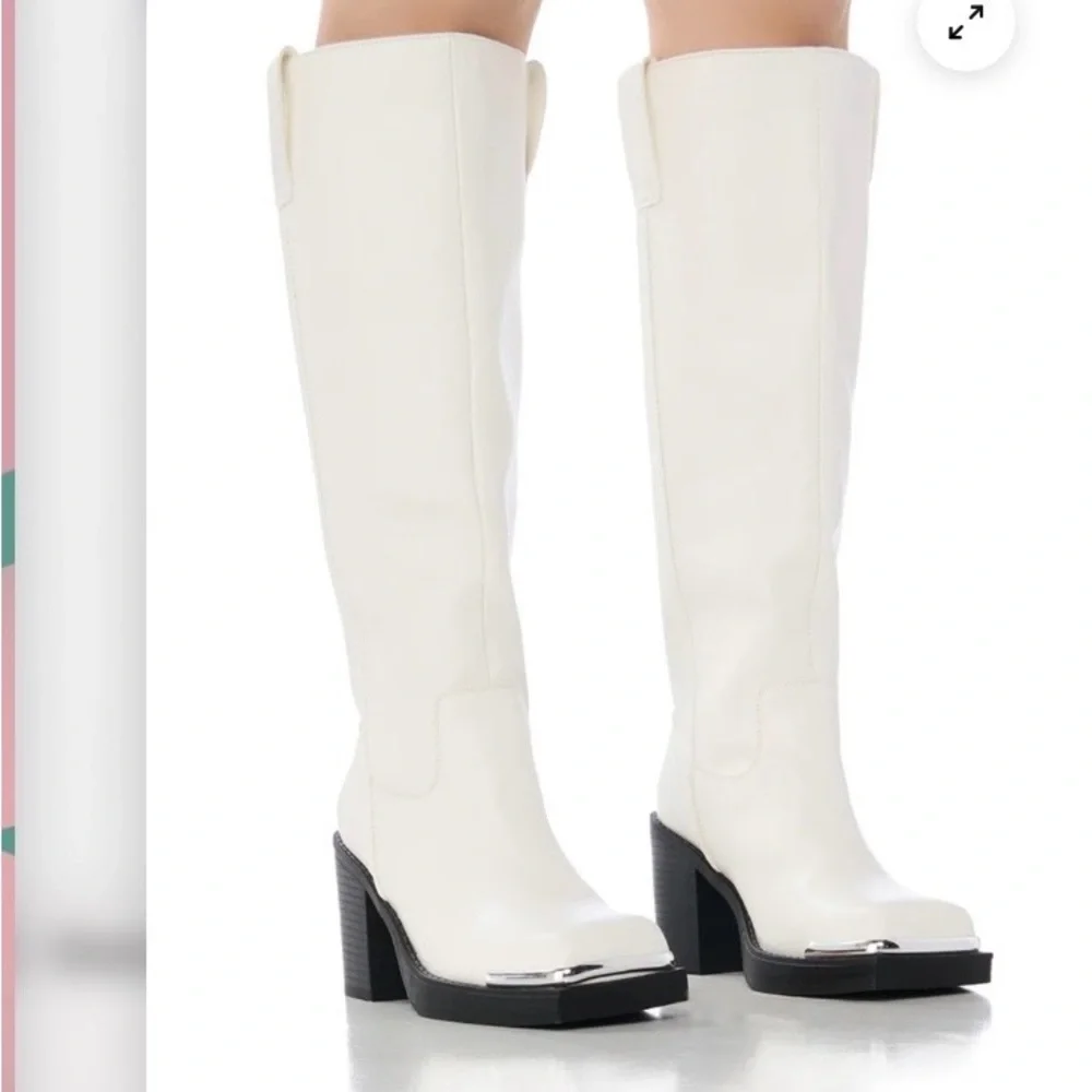 Elegant white Over the Knee Boots size 6